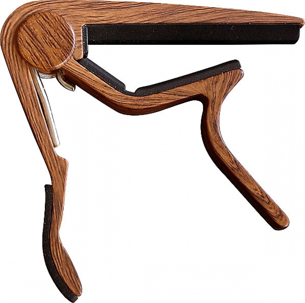 CLX Gitaar capo houtkleurig donker (voor stalen snaren)