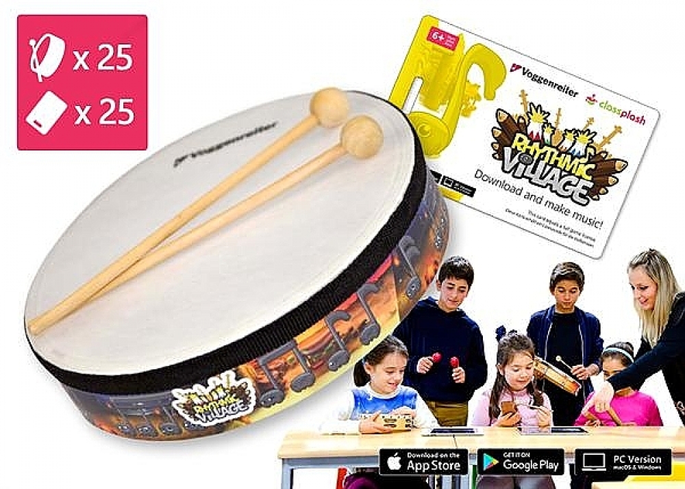 25-delige trommelset met Rhythmic Village app en opbergbox